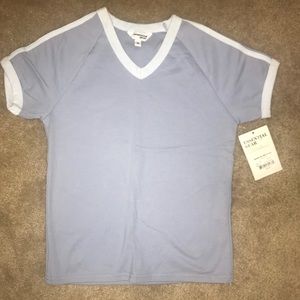Blue V-Neck Short Sleeve T-Shirt